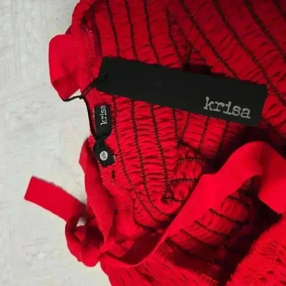 Krisa Smocked Tank Mini Dress NWT Red XS - Picture 4 of 13